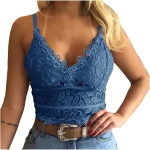 Sexy Lace Bralettes Lingerie for Women for Sex Naughty Crop Vest Tops Deep V-Neck Underwear Bra Camisole Boudoir Outfits