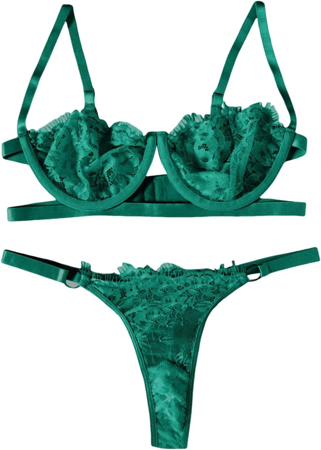 Sexy Lace Wrapped Breast Sexy Underwear Set Color Style Floral Sheer Loungewear Boudoir Lingerie Set Bodysuit