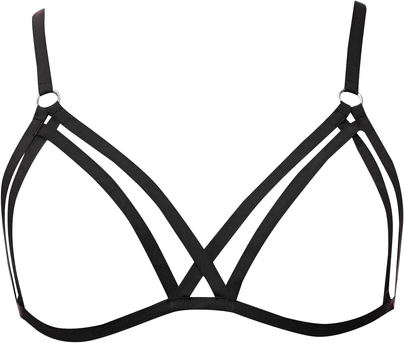 Sexy Lingerie Women Strappy Cage Bra Naughty Play Hollow Out Harness Bras Elastic Cupless Cage Bras See Through Bandage Bra
