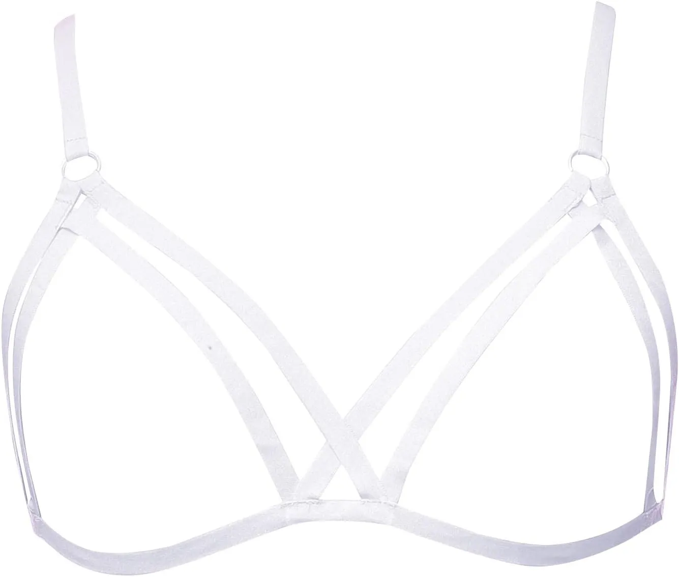 Sexy Lingerie Women Strappy Cage Bra Naughty Play Hollow Out Harness Bras Elastic Cupless Cage Bras See Through Bandage Bra