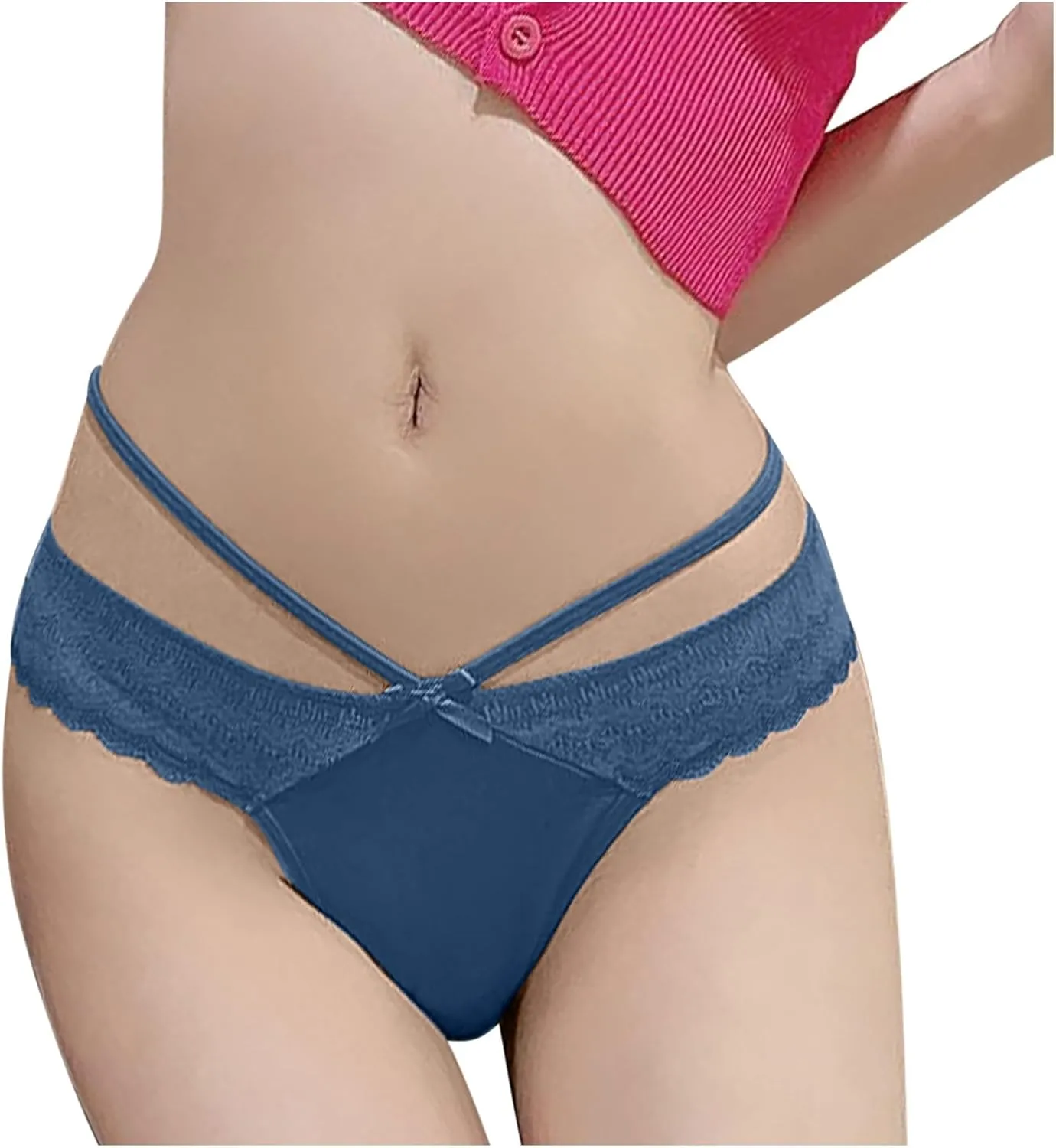 Sexy Panties for Women Two Line Elastic Comfy G-String Thongs Low Waist Briefs Casual Everyday Bikini Underpants
