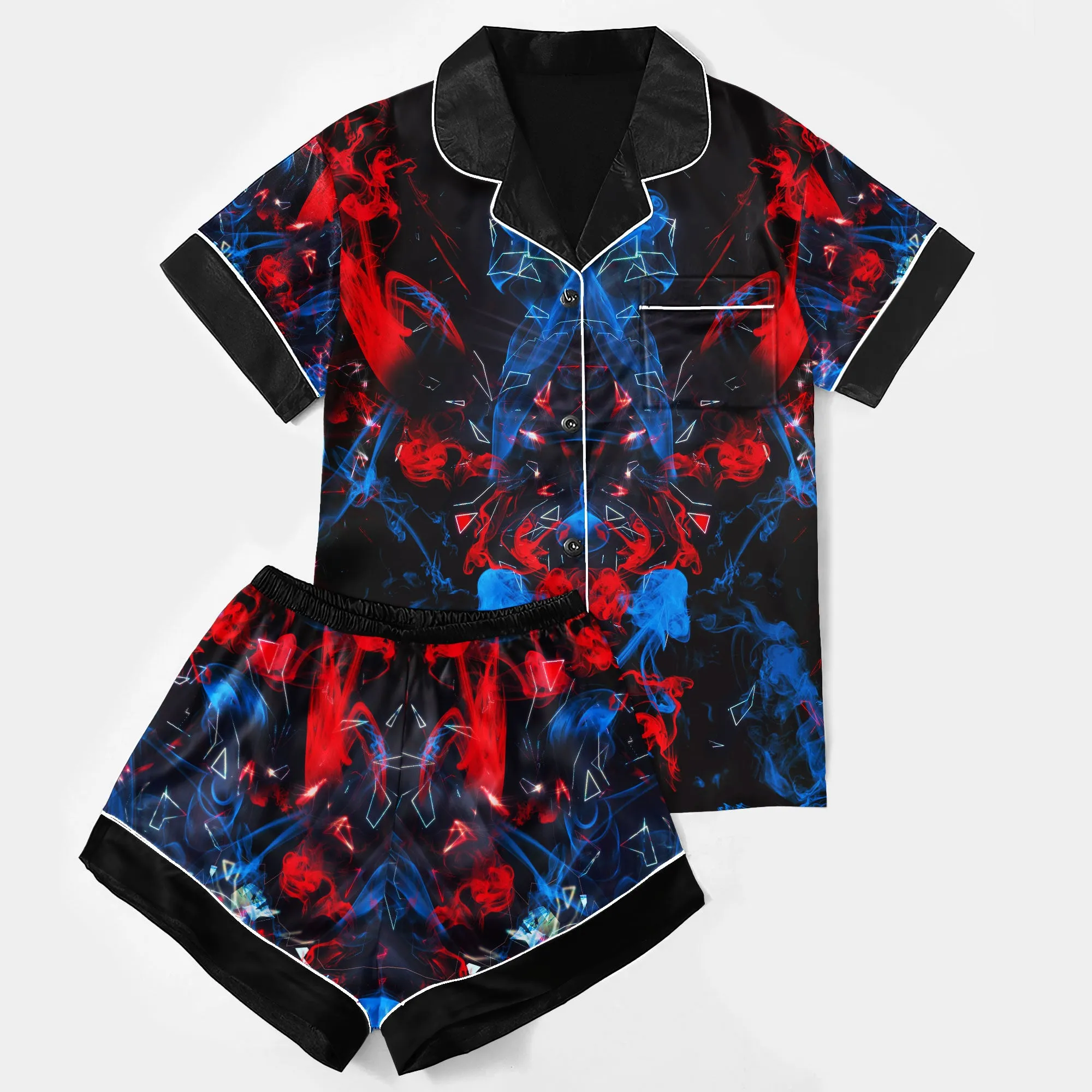 Sexy Skull Art Color Smoke Women's Pajama Sets Top Sleeve & Short Bottom