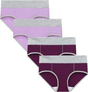 SHACE 4 Pack Women Briefs Underwear, Women'S No Show Underwear Soft Panties Stretch Hipster Underwears Regular & Plus Size Womens Panties Cotton Womens Underwear Bikini (Purple,Dark Purple,XXXXXL)