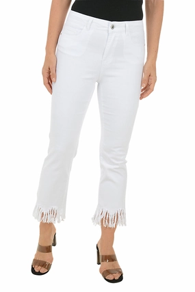Relaxed Wear Shaggy Hem Flared Denim Twill Crop Pant