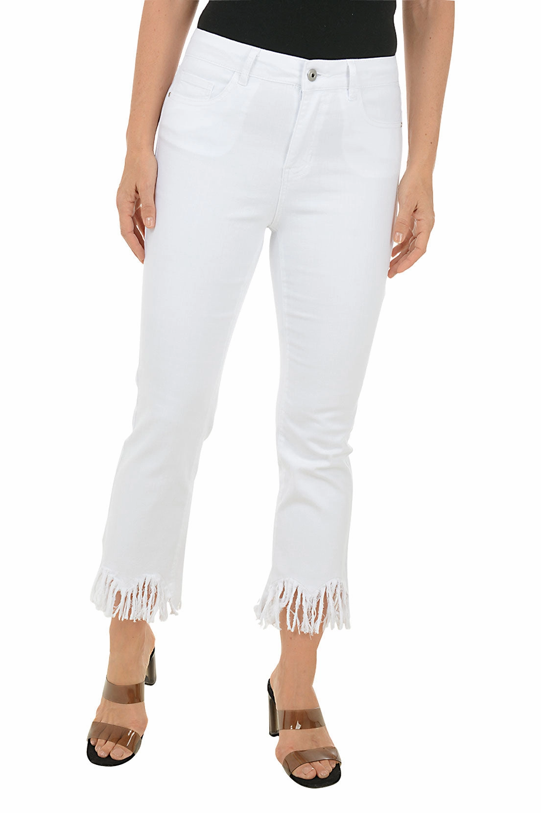 Shaggy Hem Flared Denim Twill Crop Pant Minimalist Design