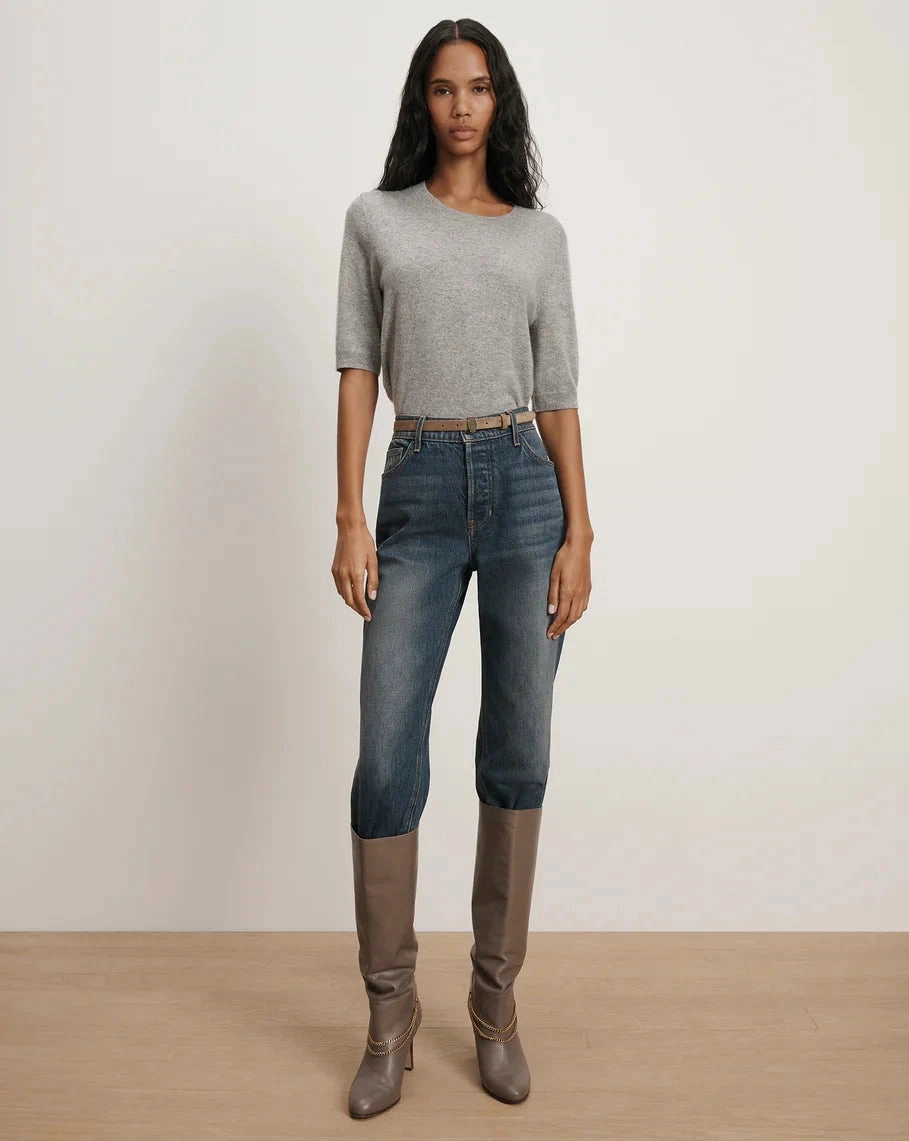 Shana Cashmere Half Sleeve Sweater Heather Grey RelaxedFit
