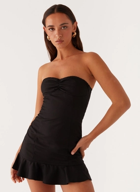 Delmi Bustier Mini Dress - Black Trendy midi dress