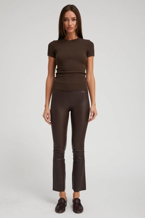 Dark Chocolate Leather Ankle Flare Training Ready Elastic Wear