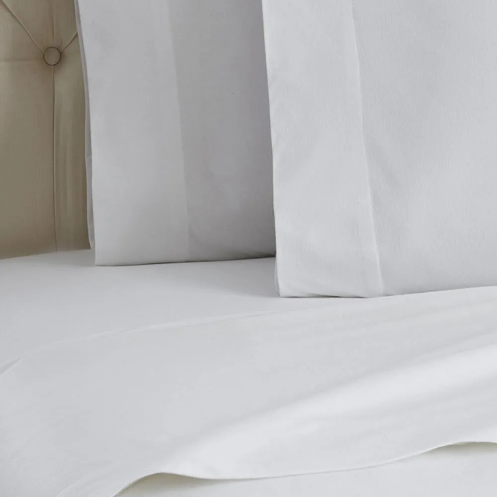 Shavel Micro Flannel Quality Sheet Set - Cal King Flat/Fitted Sheet 108x110/84x72x18" 2-Pillowcase 21x40" - White.
