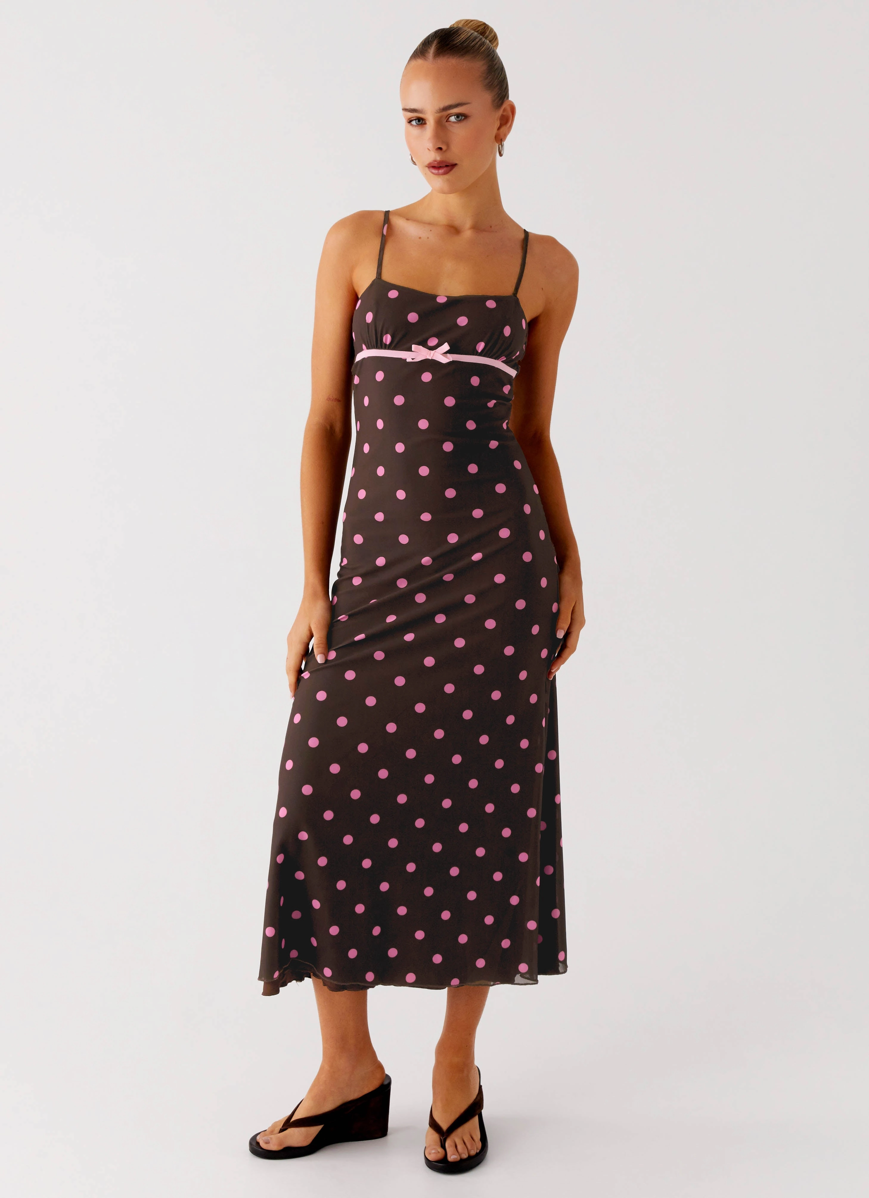 Mood Focused Latto Midi Dress - Chocolate Strawberry Dot