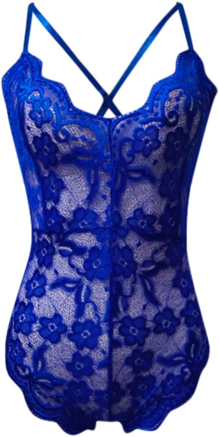 Sheer Mesh Lingerie Set for Women,Lace Babydoll with Matching Thong,Romantic Nightwear