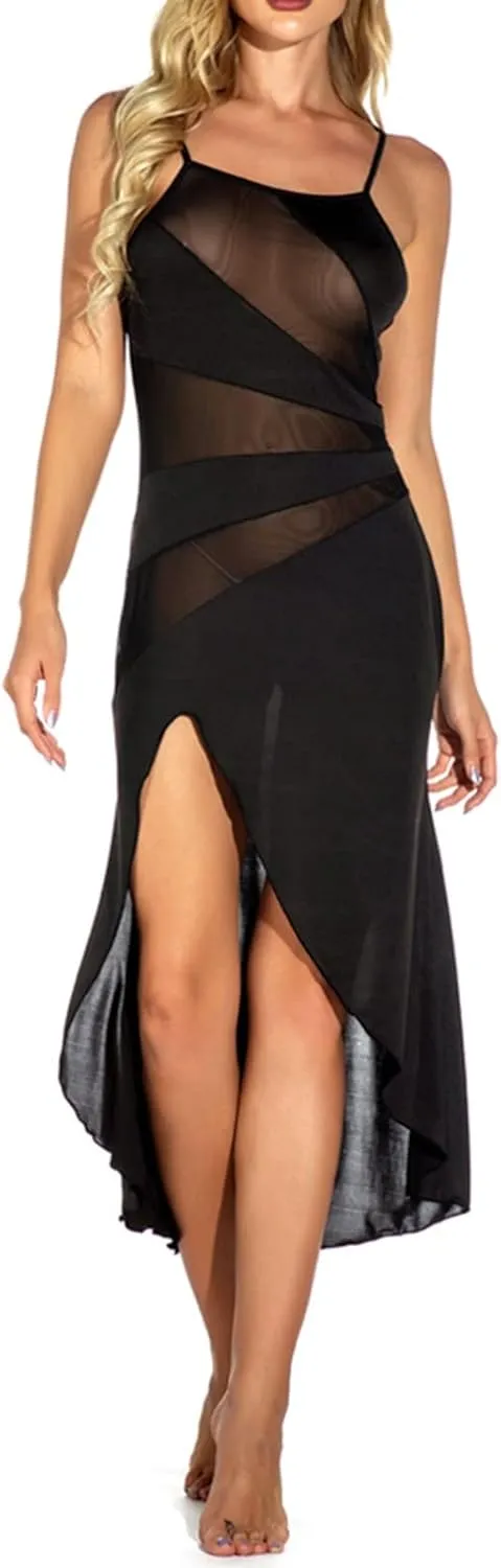 Sheer Nightie Sexy Lingerie Side Split Chemise Babydoll Western Cami Mesh Plus Size Sexy for Women Lingerie Set Lace