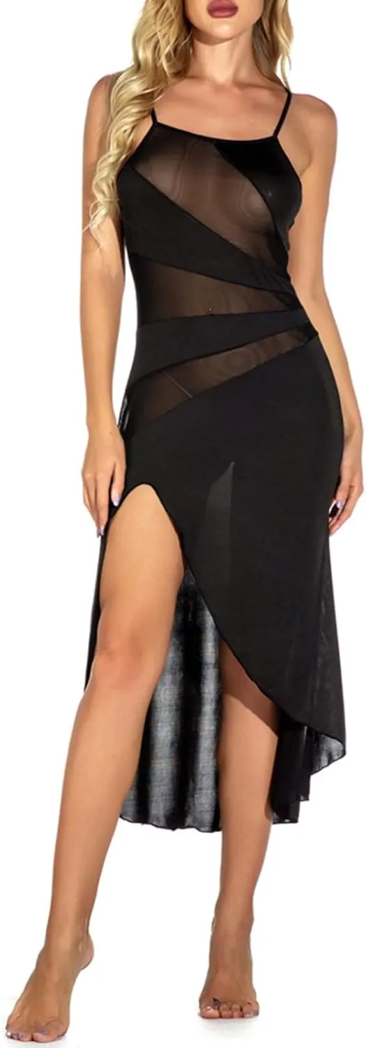 Sheer Nightie Sexy Lingerie Side Split Chemise Babydoll Western Cami Mesh Plus Size Sexy for Women Lingerie Set Lace