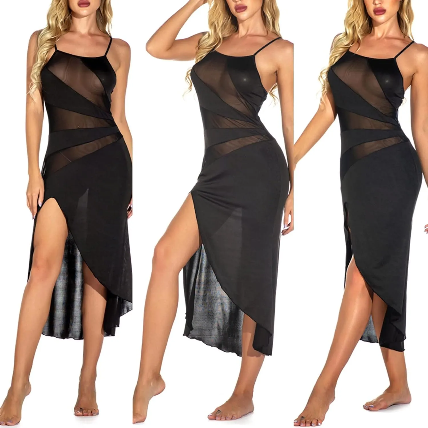 Sheer Nightie Sexy Lingerie Side Split Chemise Babydoll Western Cami Mesh Plus Size Sexy for Women Lingerie Set Lace