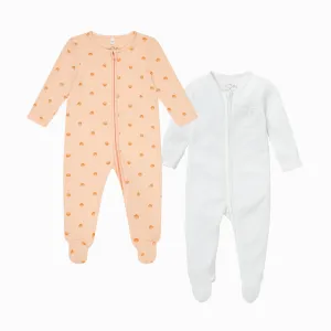 Shell Ribbed Clever Zip Baby Pajamas 2 Pack