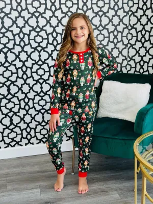 Shirley & Stone KIDS/toddler Green Nutcracker long sleeve pajamas