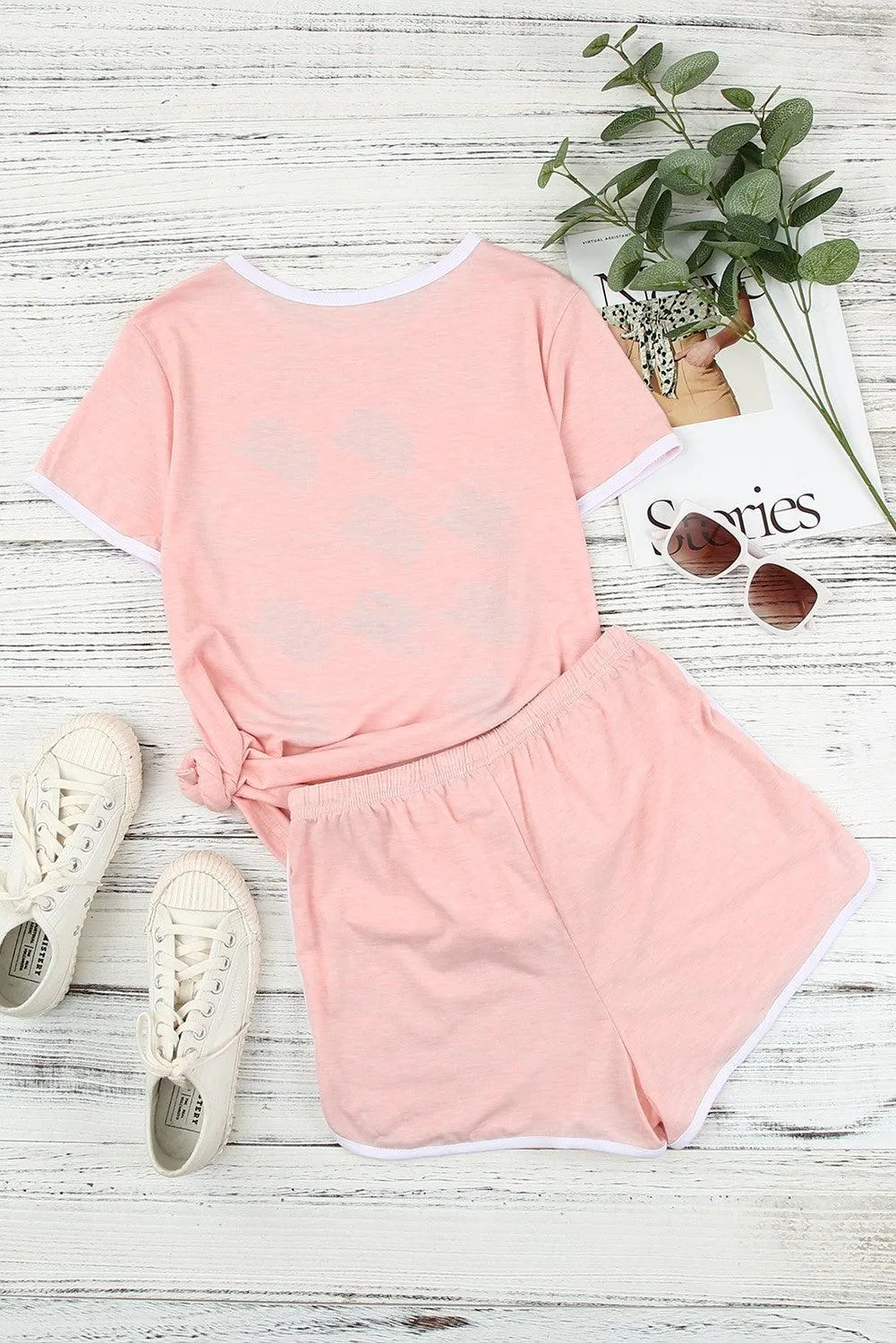 Shirt and Drawstring Shorts Loungewear Set