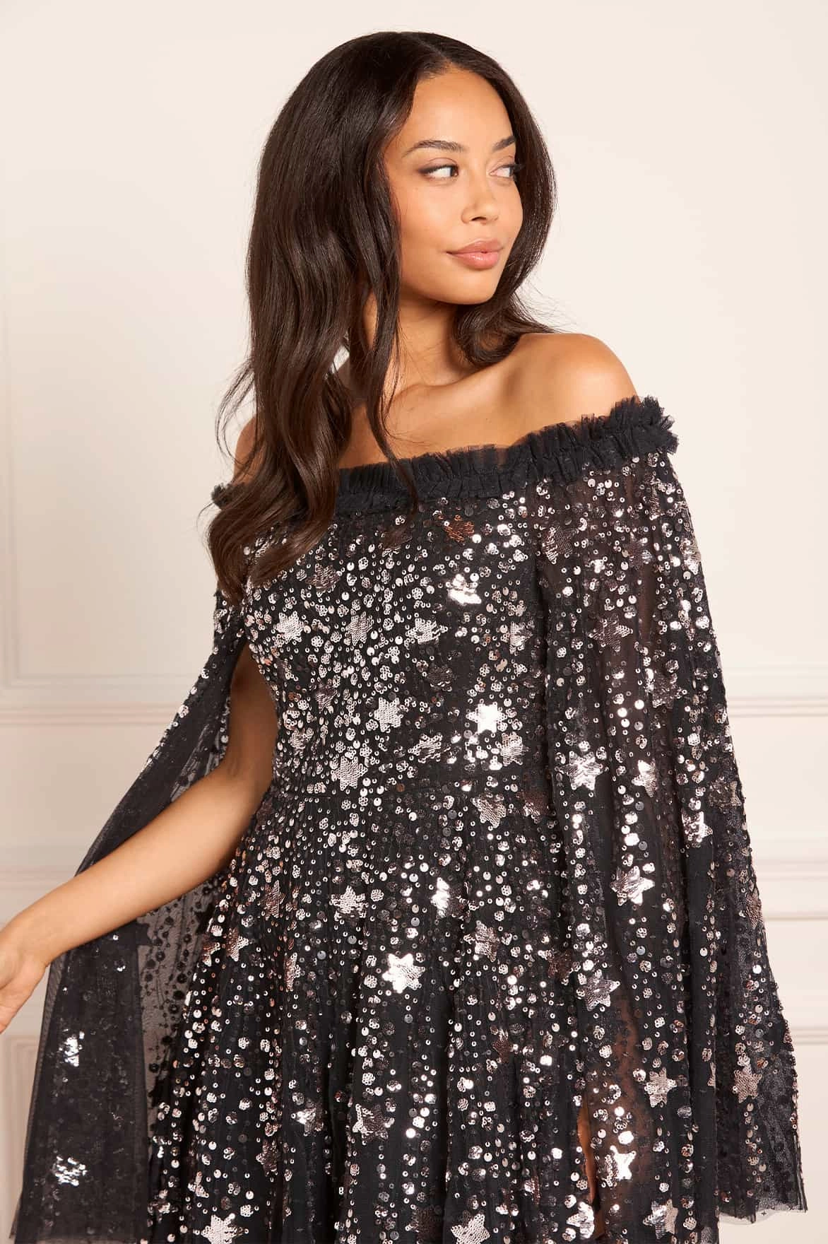 Shooting Stars Cape Micro Mini Dress Easy Mood