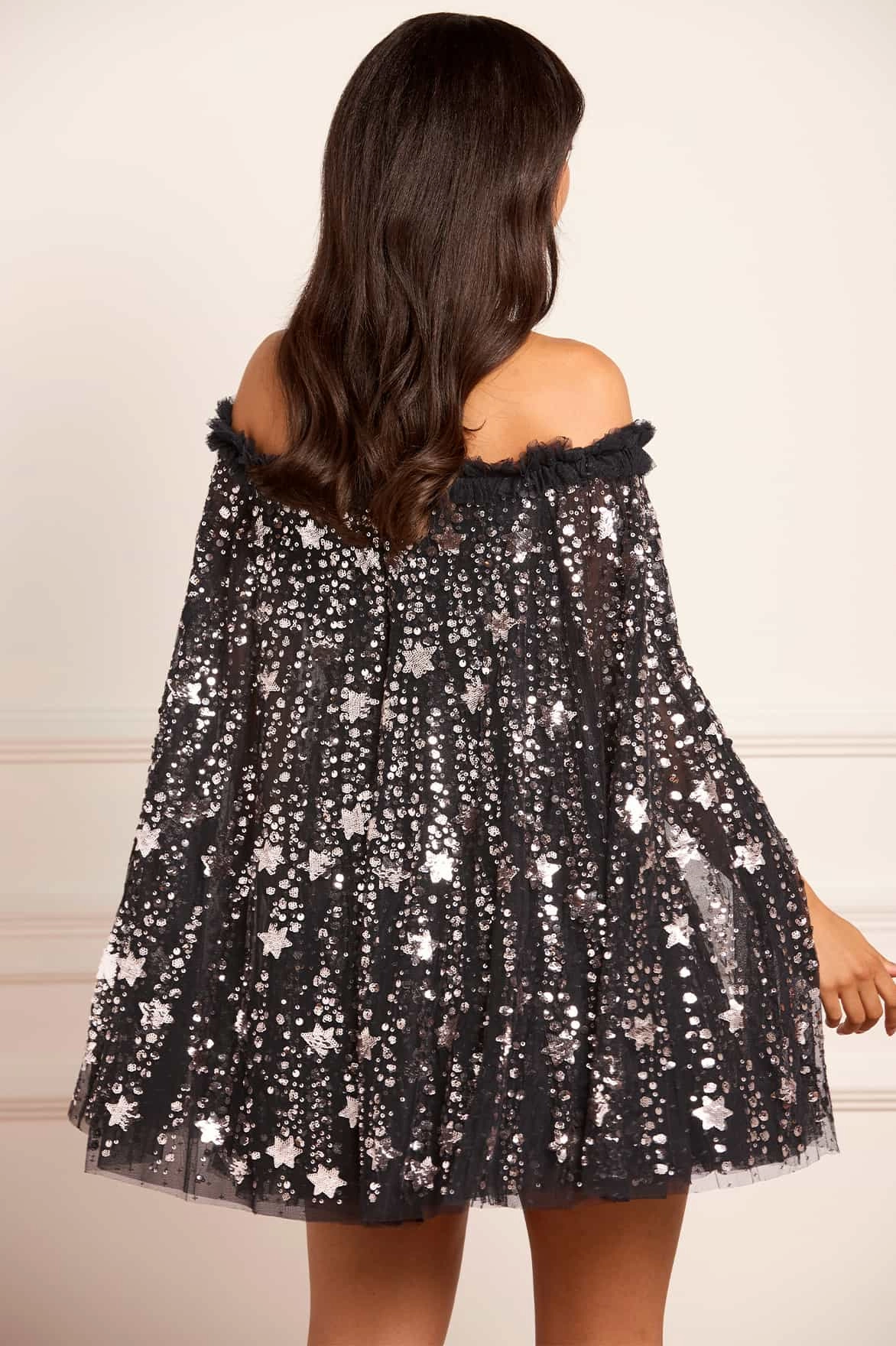 Soft Contour Shooting Stars Cape Micro Mini Dress