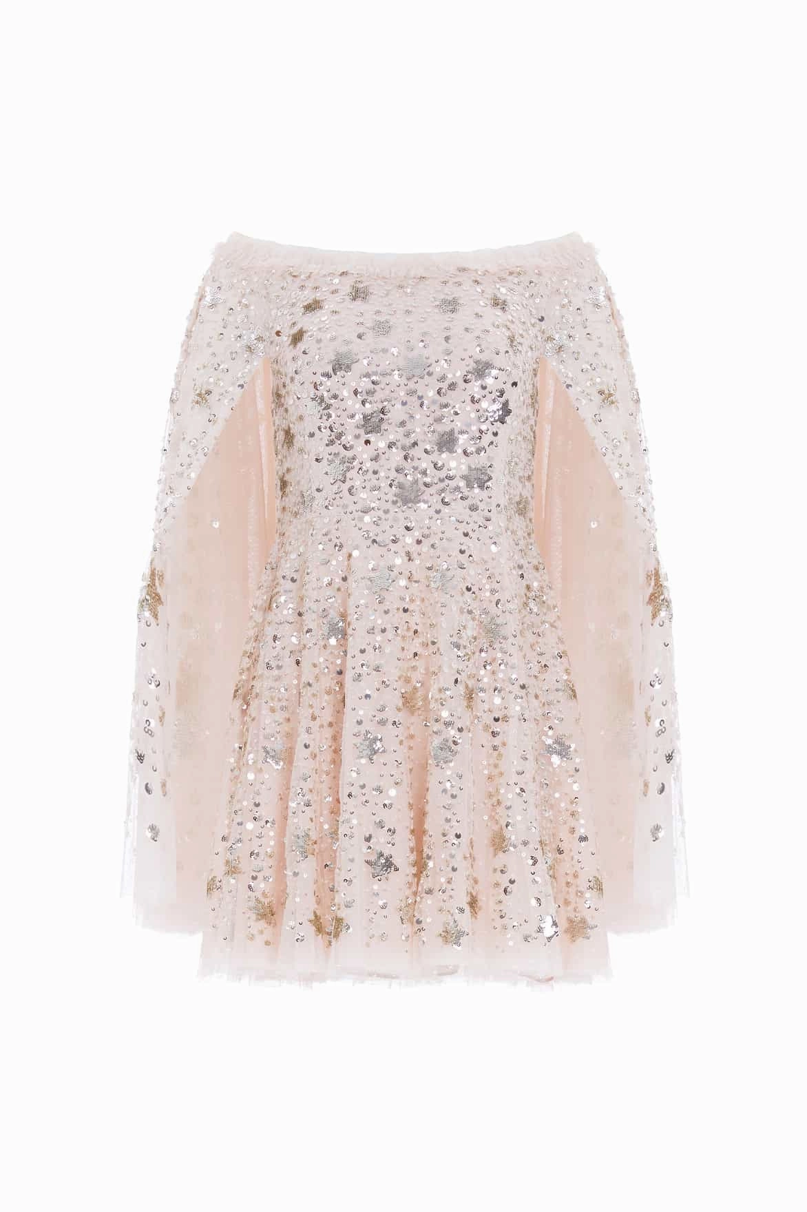 Shooting Stars Cape Micro Mini Dress Golden Scene Effortless Tailoring