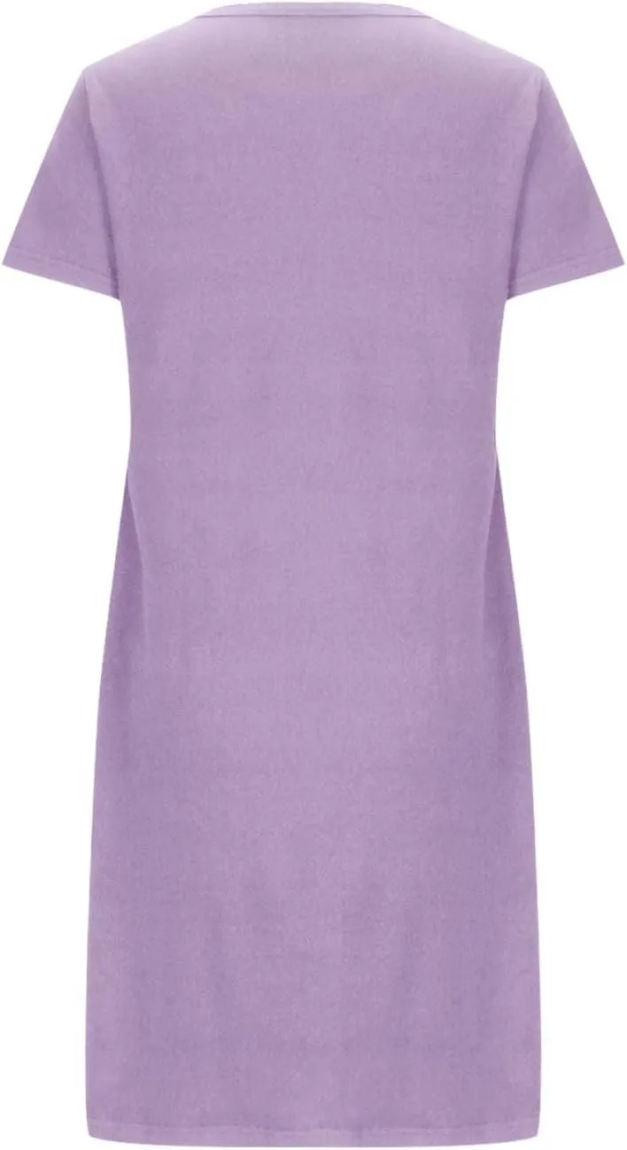 Short Nightgowns for Women Butterfly Heart Print Loose Nightshirt Short Sleeve Sleepwear Soft Summer Tshirt Dress