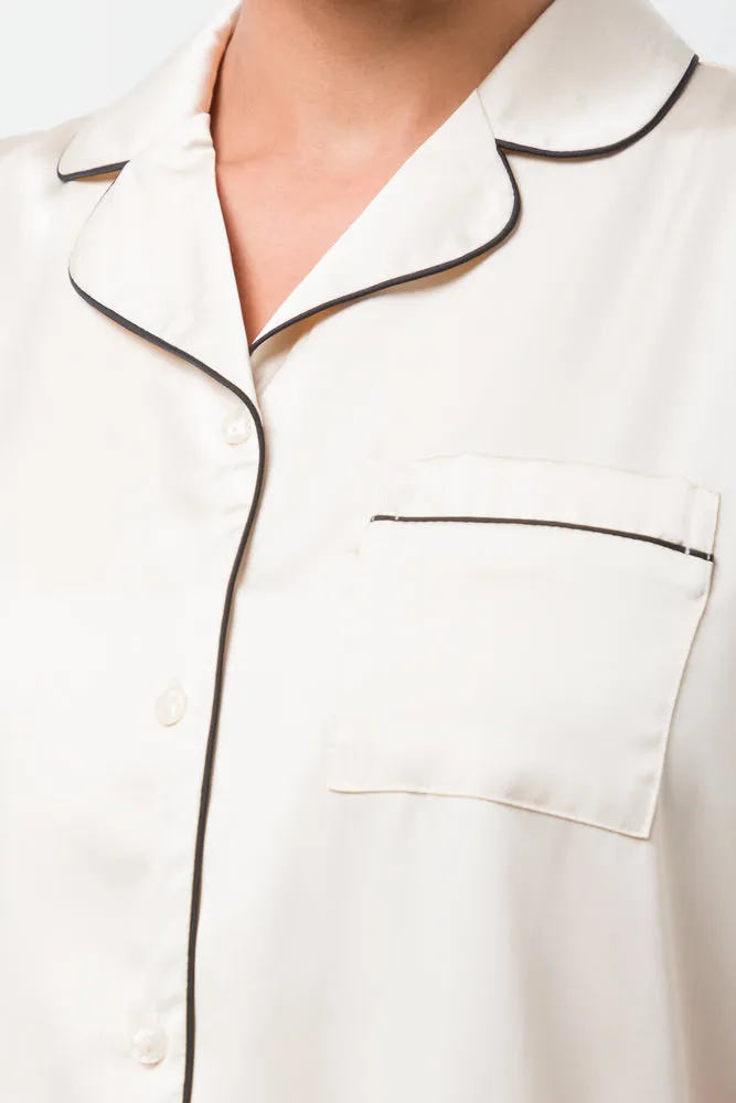 Short Sleeve Button Through Pyjamas Natural