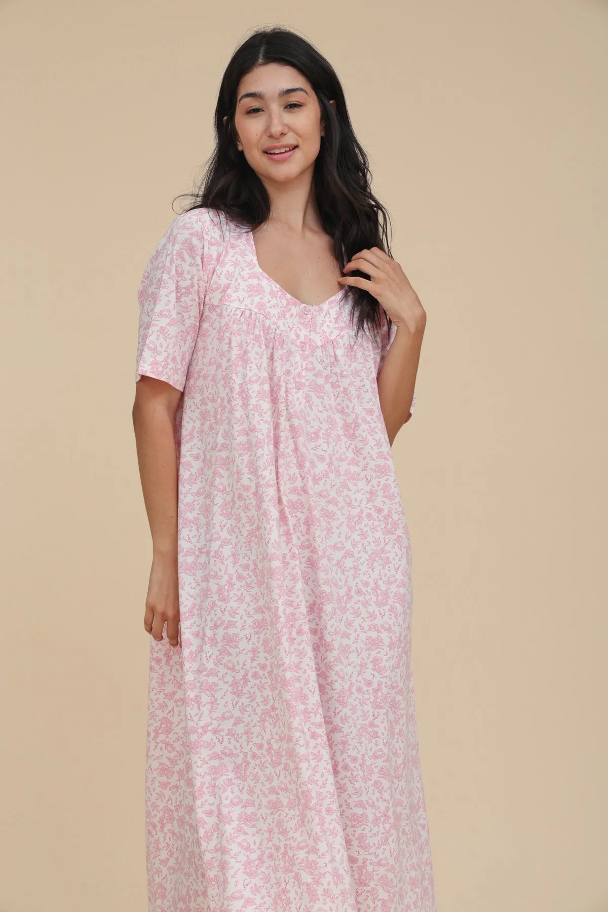 Short Sleeve Floral Nigthdress