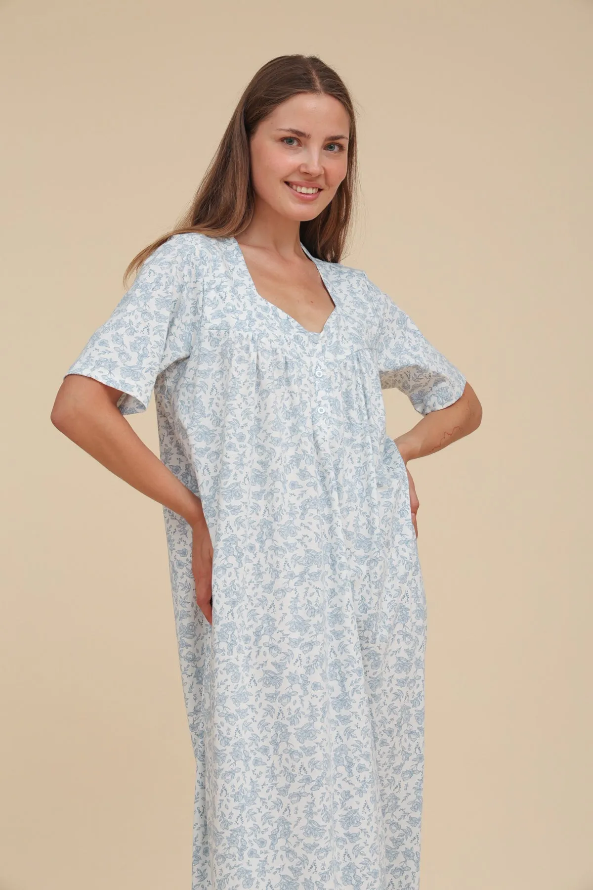 Short Sleeve Floral Nigthdress