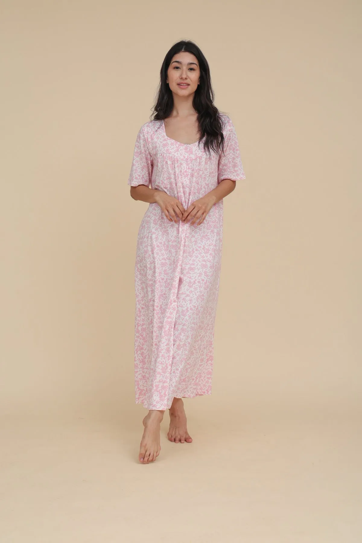 Short Sleeve Floral Nigthdress