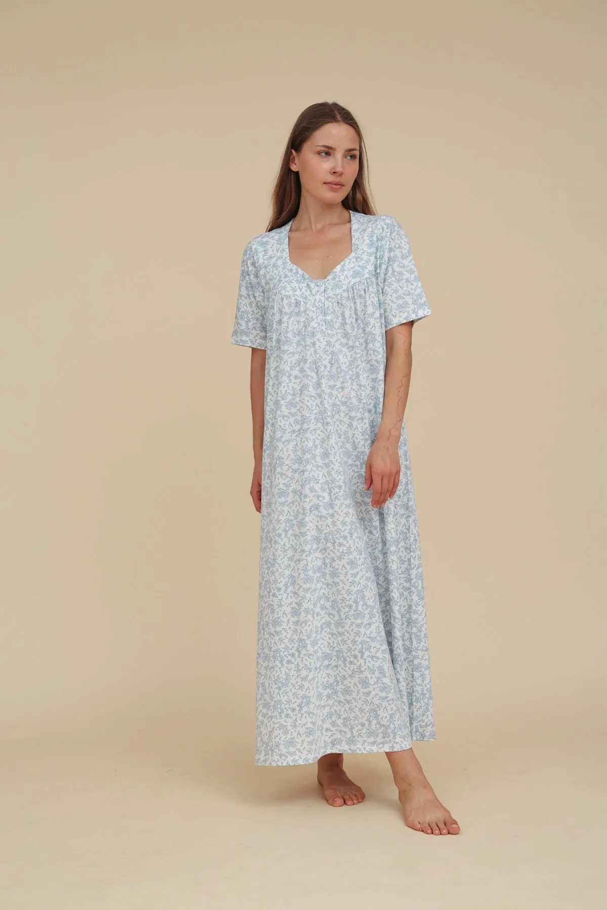 Short Sleeve Floral Nigthdress