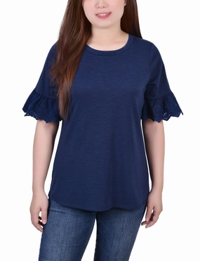 OrganicCotton Short Bell Sleeve Slubbed Top