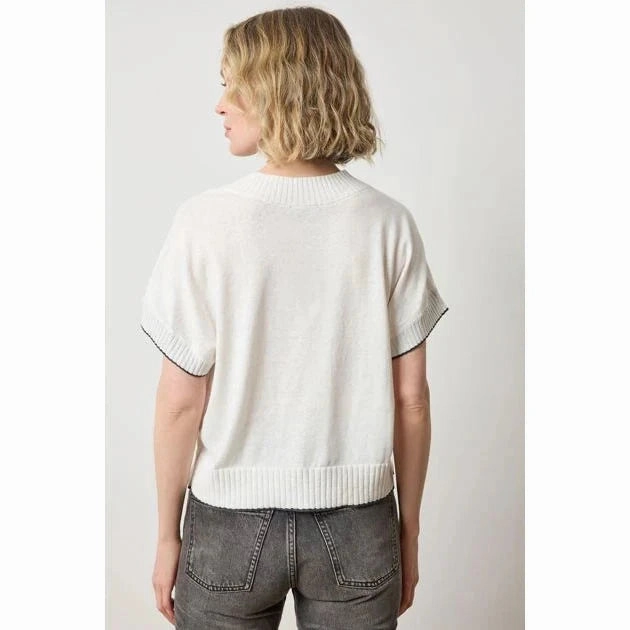 Active Tee Short Sleeve V-Neck Pullover Sweater Pearl