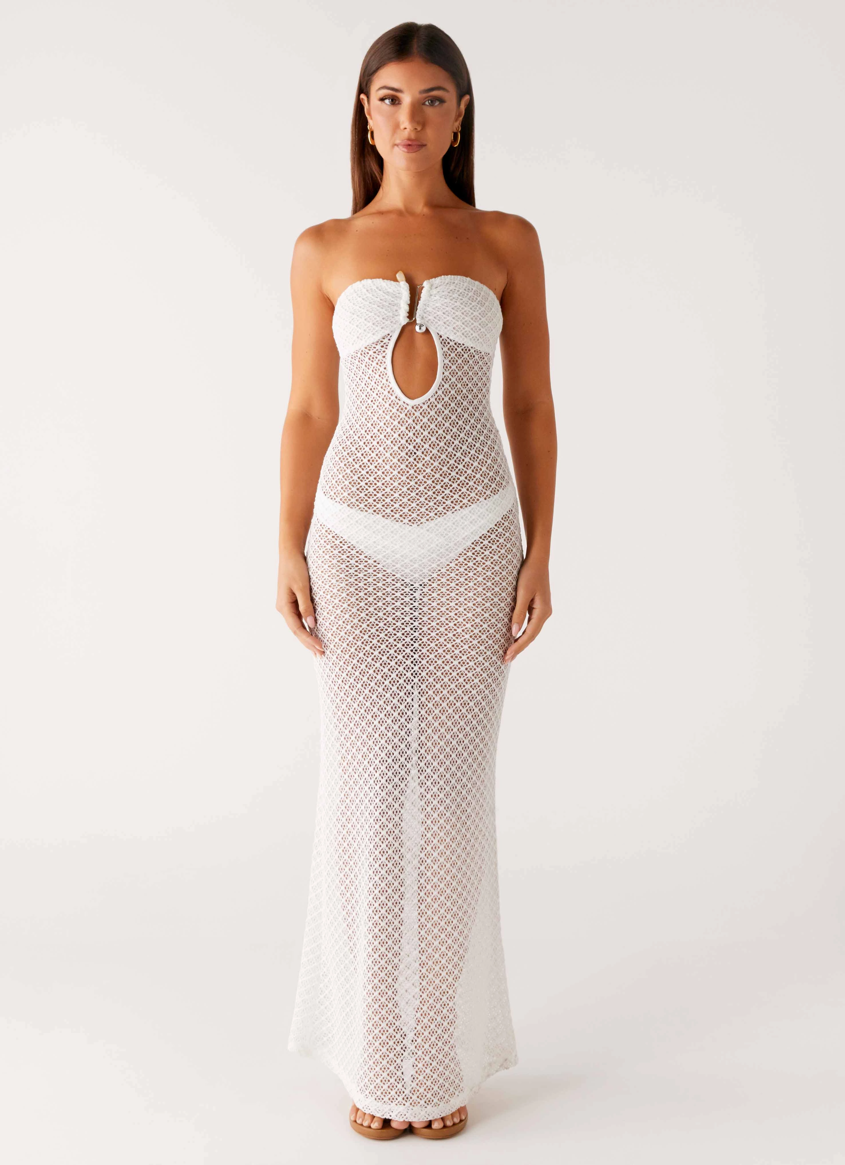 Smart Layer Showcase Crochet Maxi Dress - Ivory
