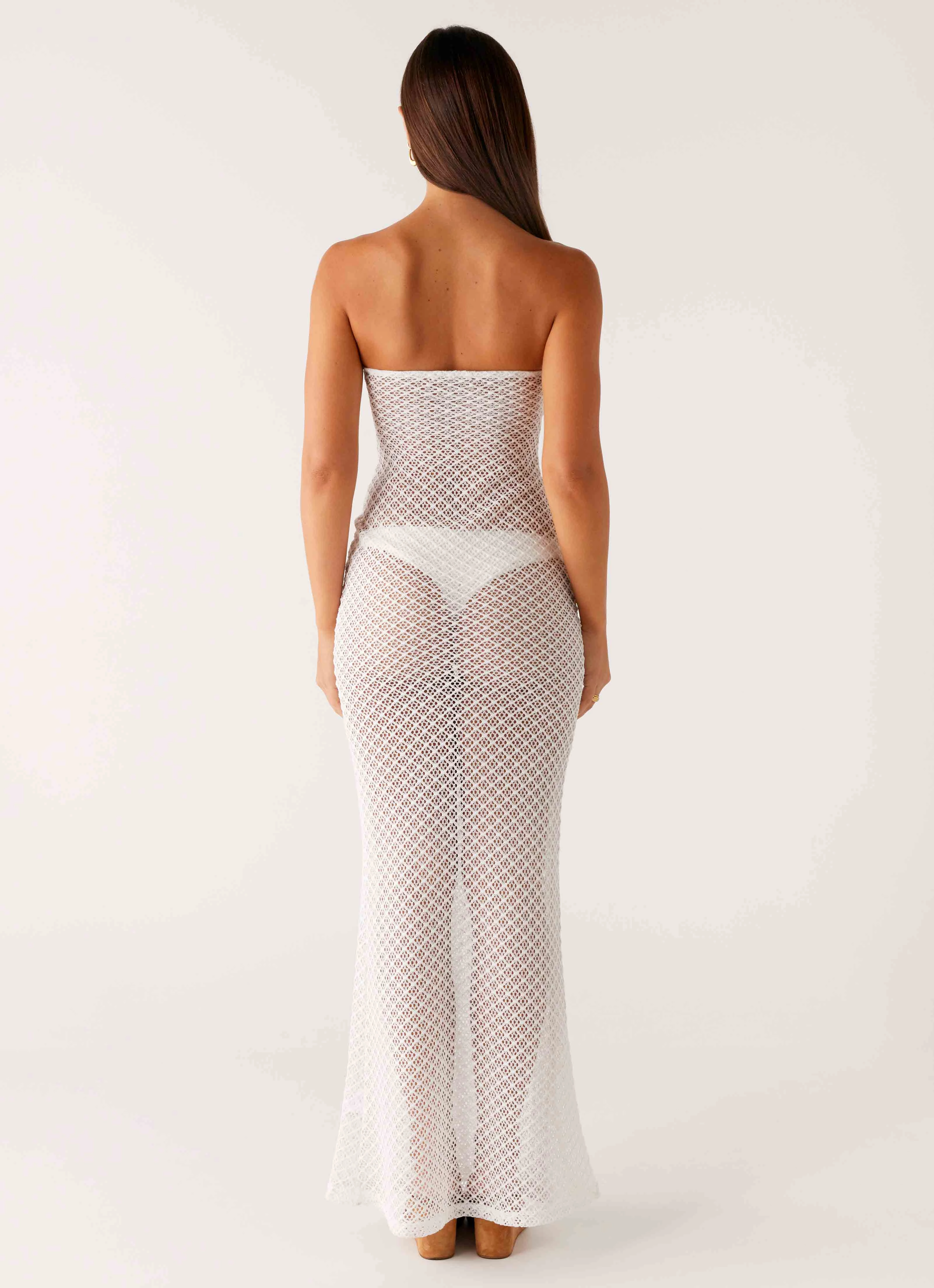 Showcase Crochet Maxi Dress - Ivory Weekend Casual Bold Color