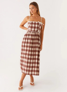 Multi Season Shyanne Midi Dress - Chocolate Check