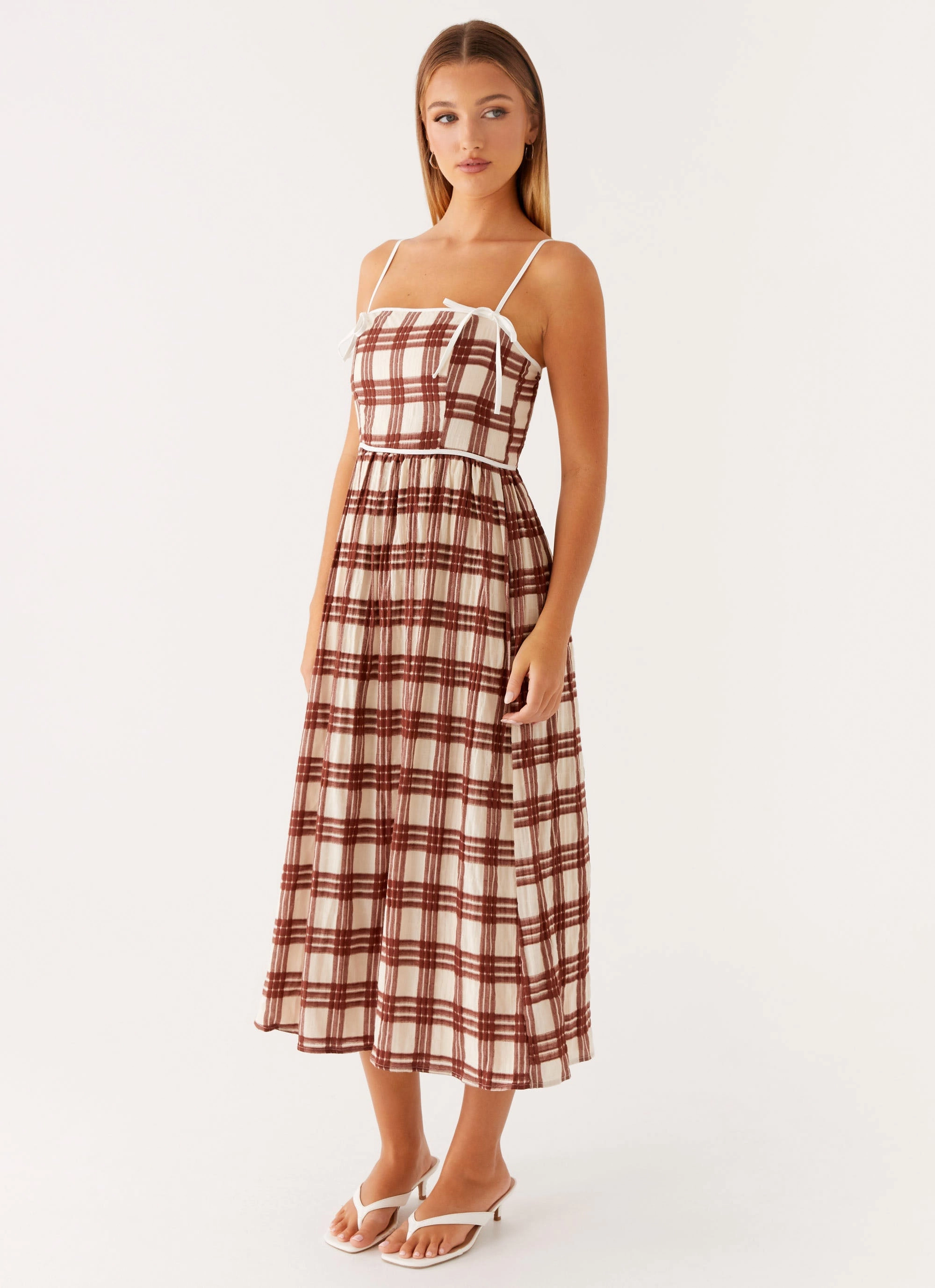 Shyanne Midi Dress - Chocolate Check French Vibe