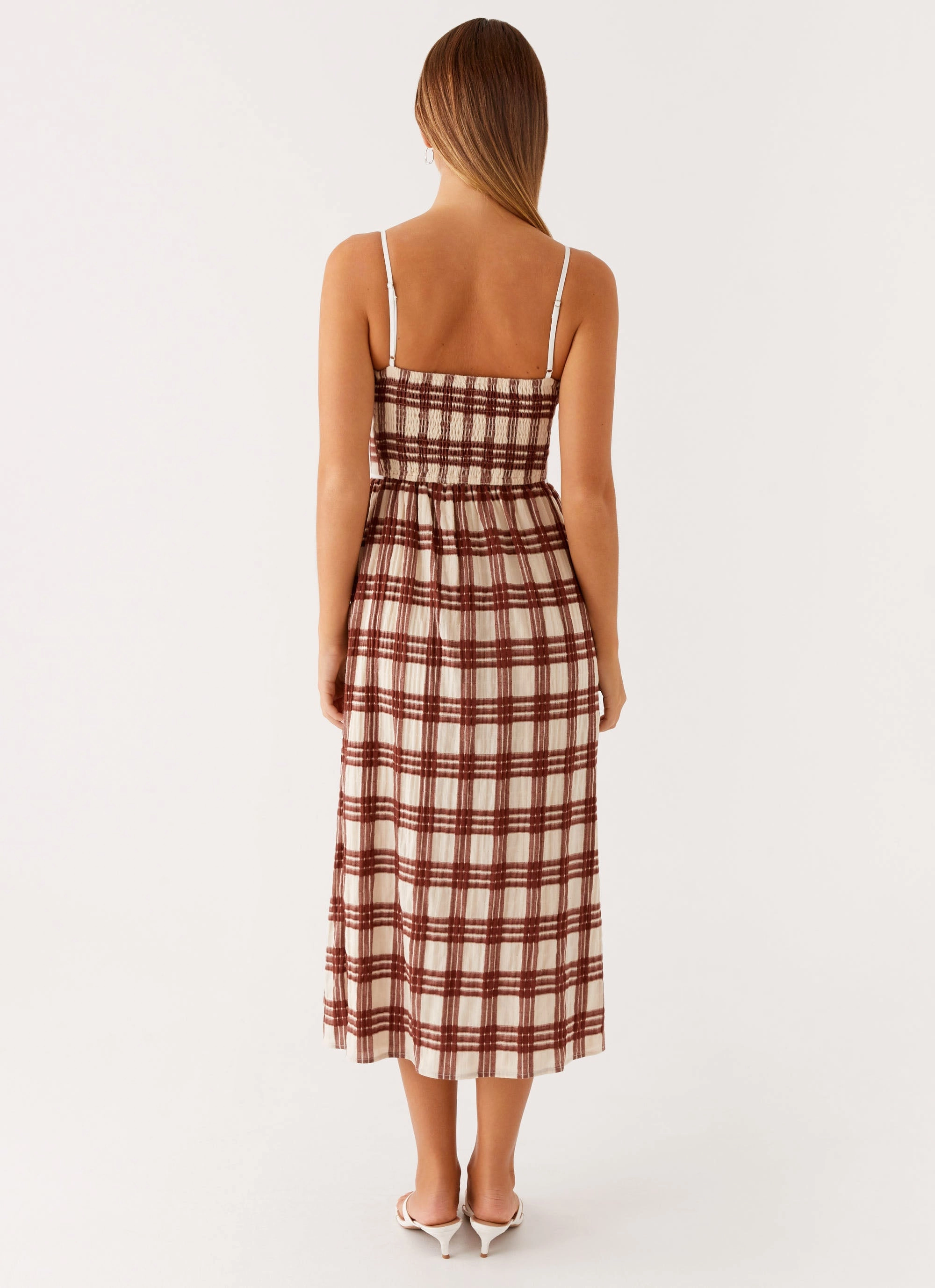 Shyanne Midi Dress - Chocolate Check Mesh-Detail