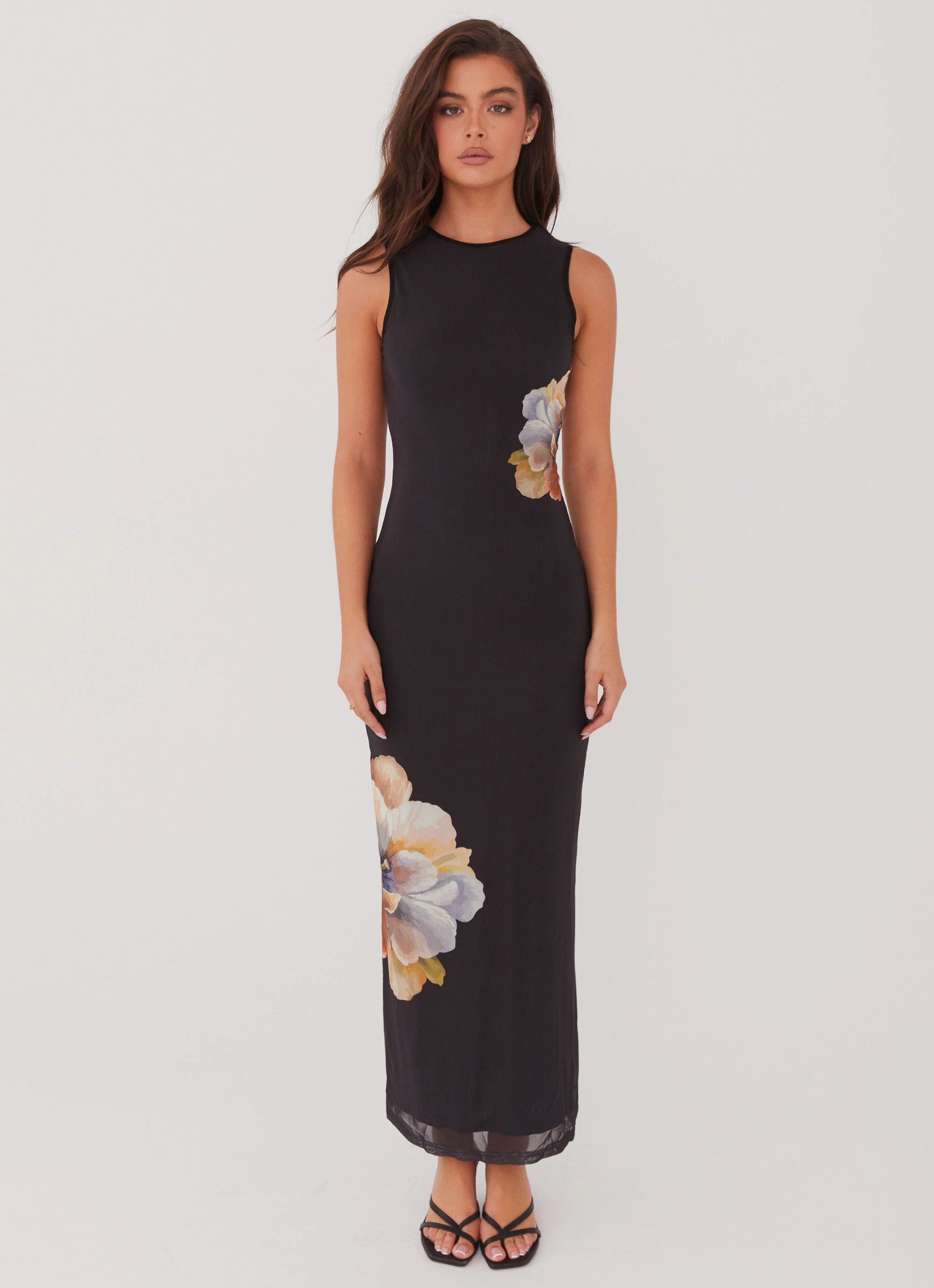 Side Effects Mesh Maxi Dress - Black Orchid Air Layer