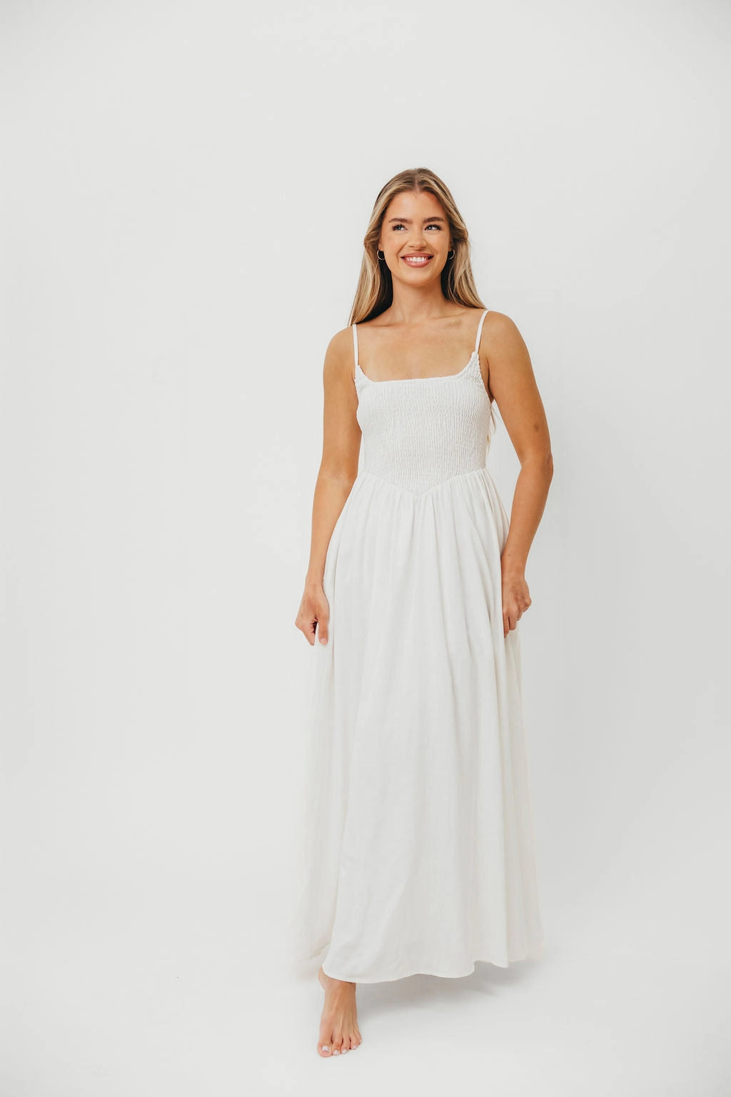 Josefina Smocked Maxi Dress in Off White *Final-Sale* Tailored Piece Social Ease