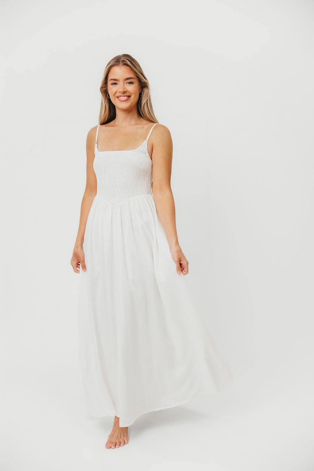 Urban Favorite Josefina Smocked Maxi Dress in Off White *Final-Sale*