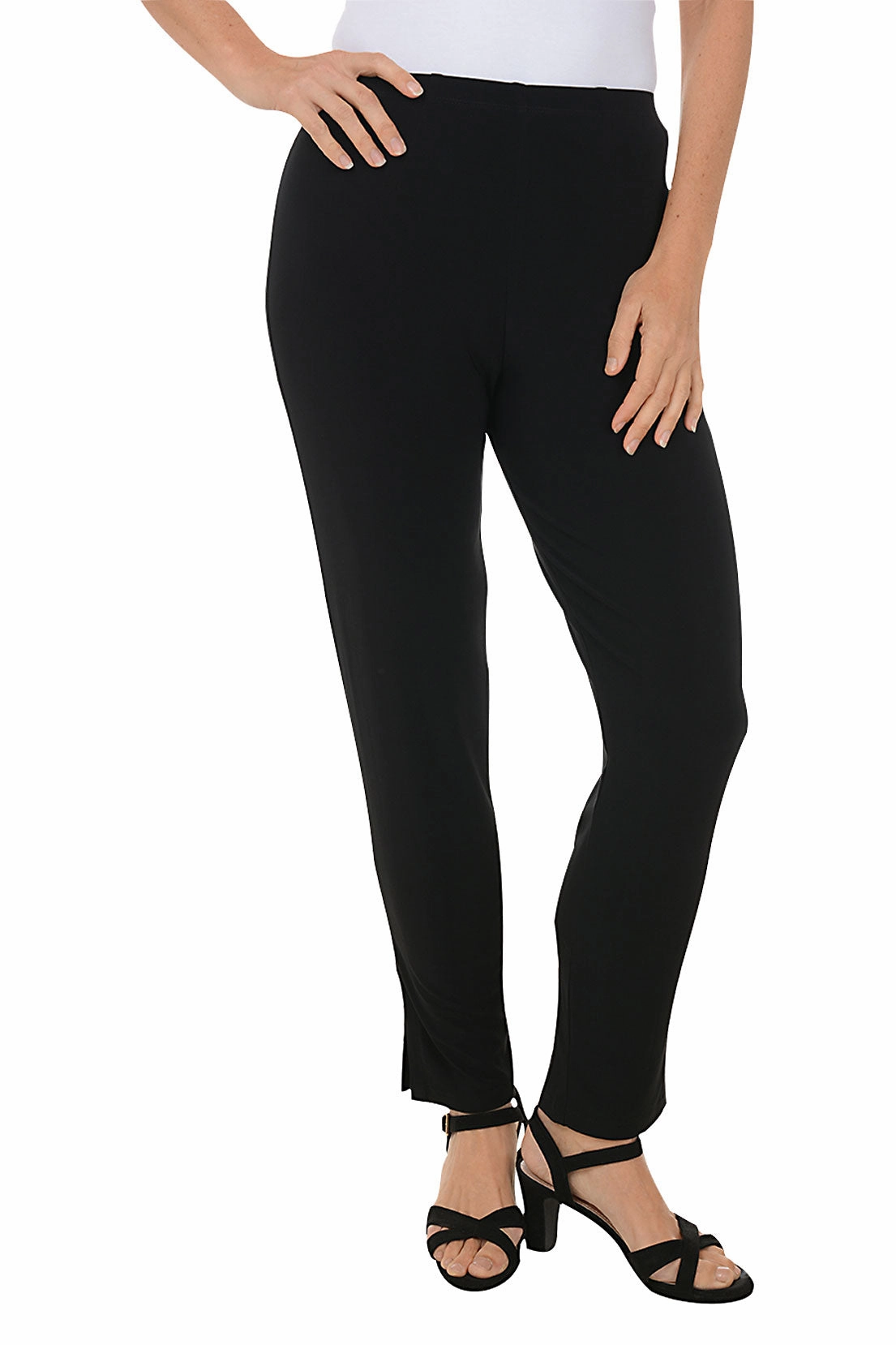 Sporty Look Tear Resistant Weave Side Slit Pull-On Ankle Pant