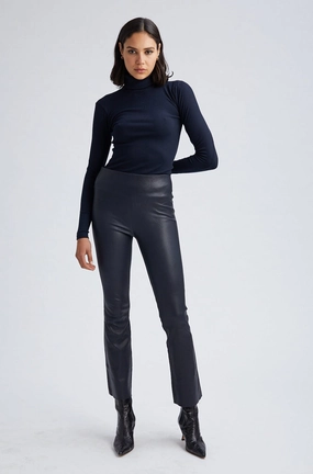 Navy Leather Ankle Flare Flexible Layers