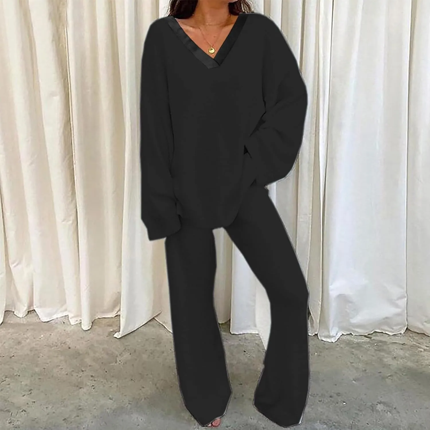 Silk Pajama for Women Ladies' Solid Color Comfort Collar Casual Daily Warm Two Set Short Sleeve Sleepwear Pjama Set