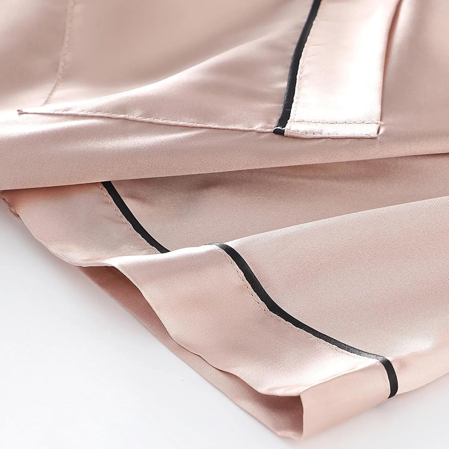 Silk Pajamas for Women Short Sleeve Shirt and Shorts Satin Button Down Loungewear 2 Piece Pjs Sleepwear Lounge Set