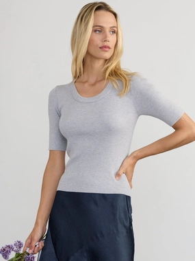 SILK-COTTON TEE Tagless Neckline