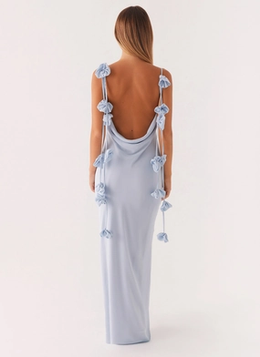 Simona Maxi Dress - Pastel Blue Versatile dress for layering loose silhouette