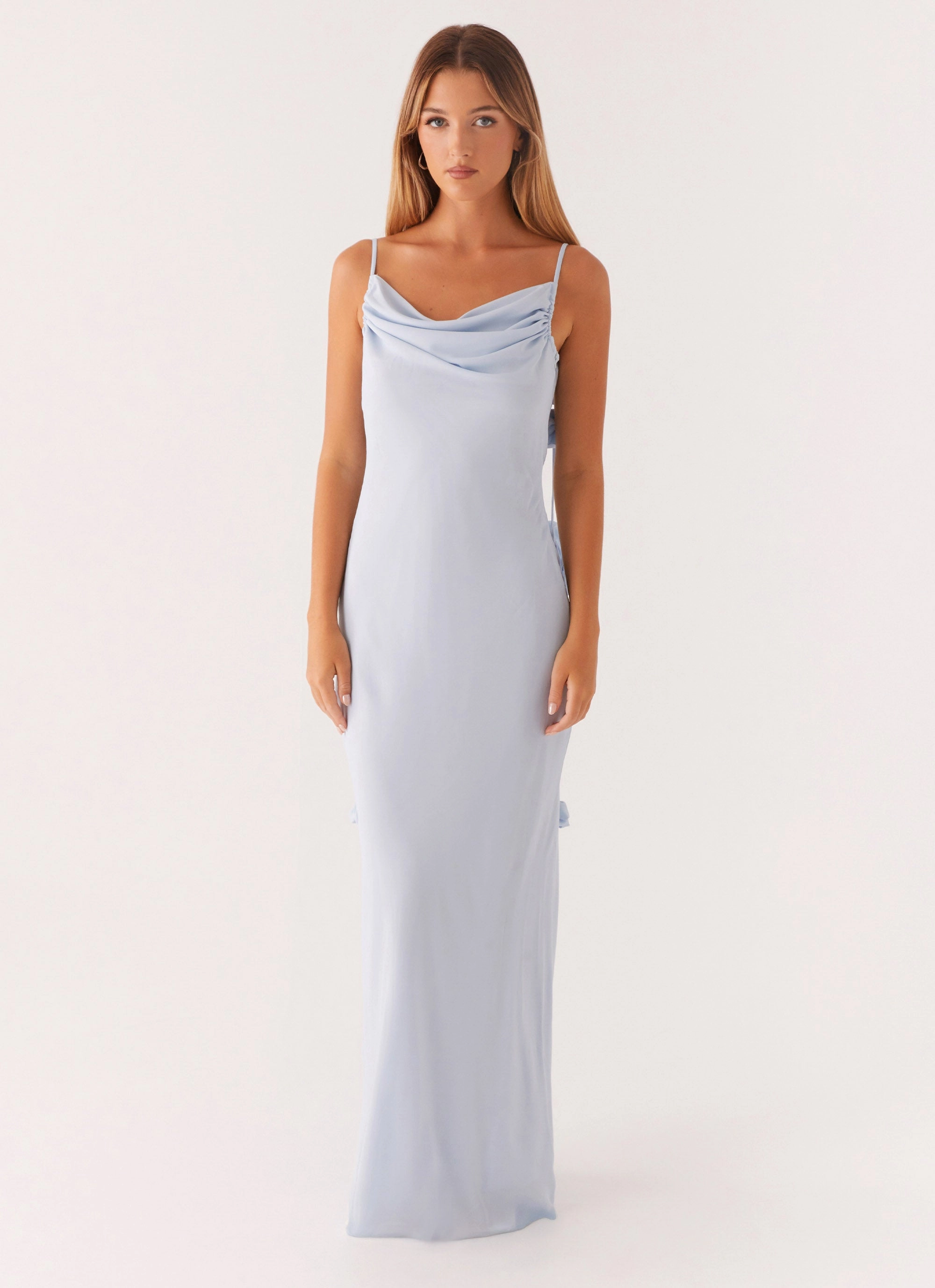 Fresh Combo Silk Air Simona Maxi Dress - Pastel Blue