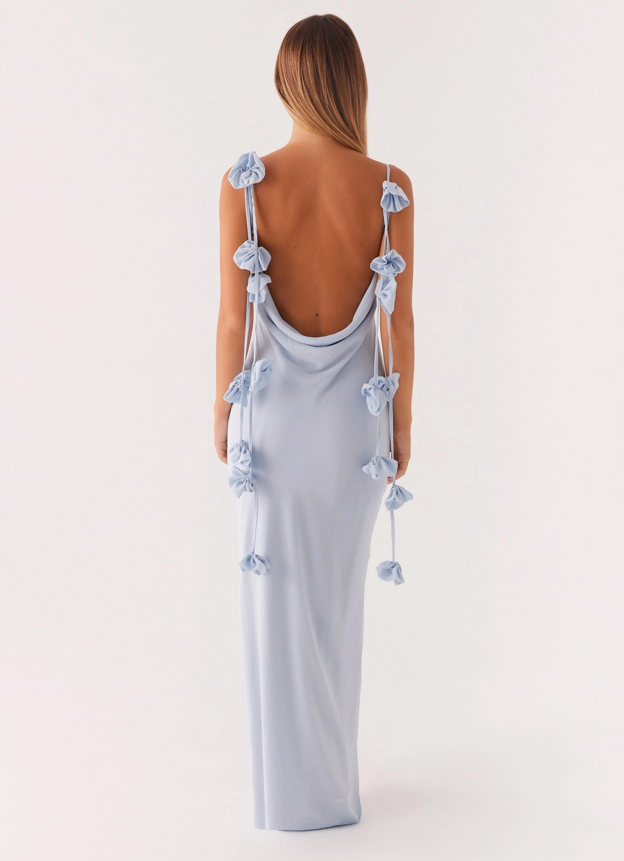 Simona Maxi Dress - Pastel Blue Versatile dress for layering loose silhouette