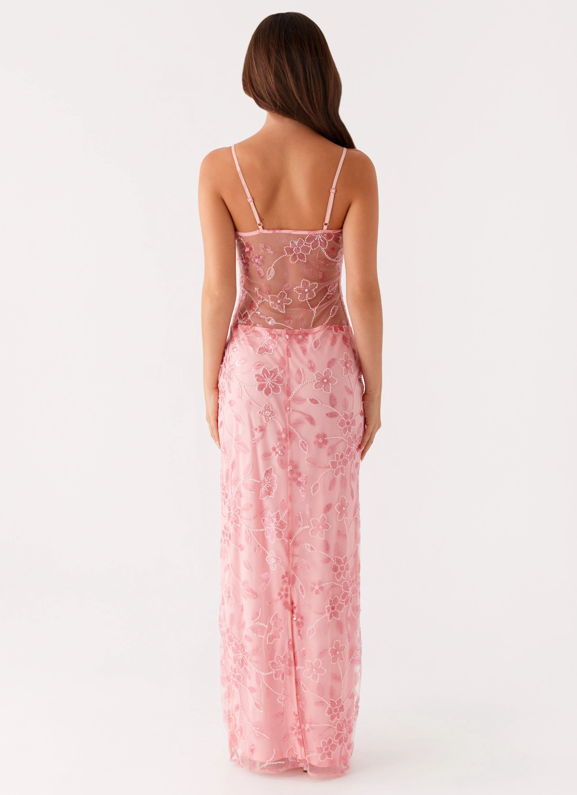 Simple Profile City Casual Akira Beaded Maxi Dress - Pink Orange