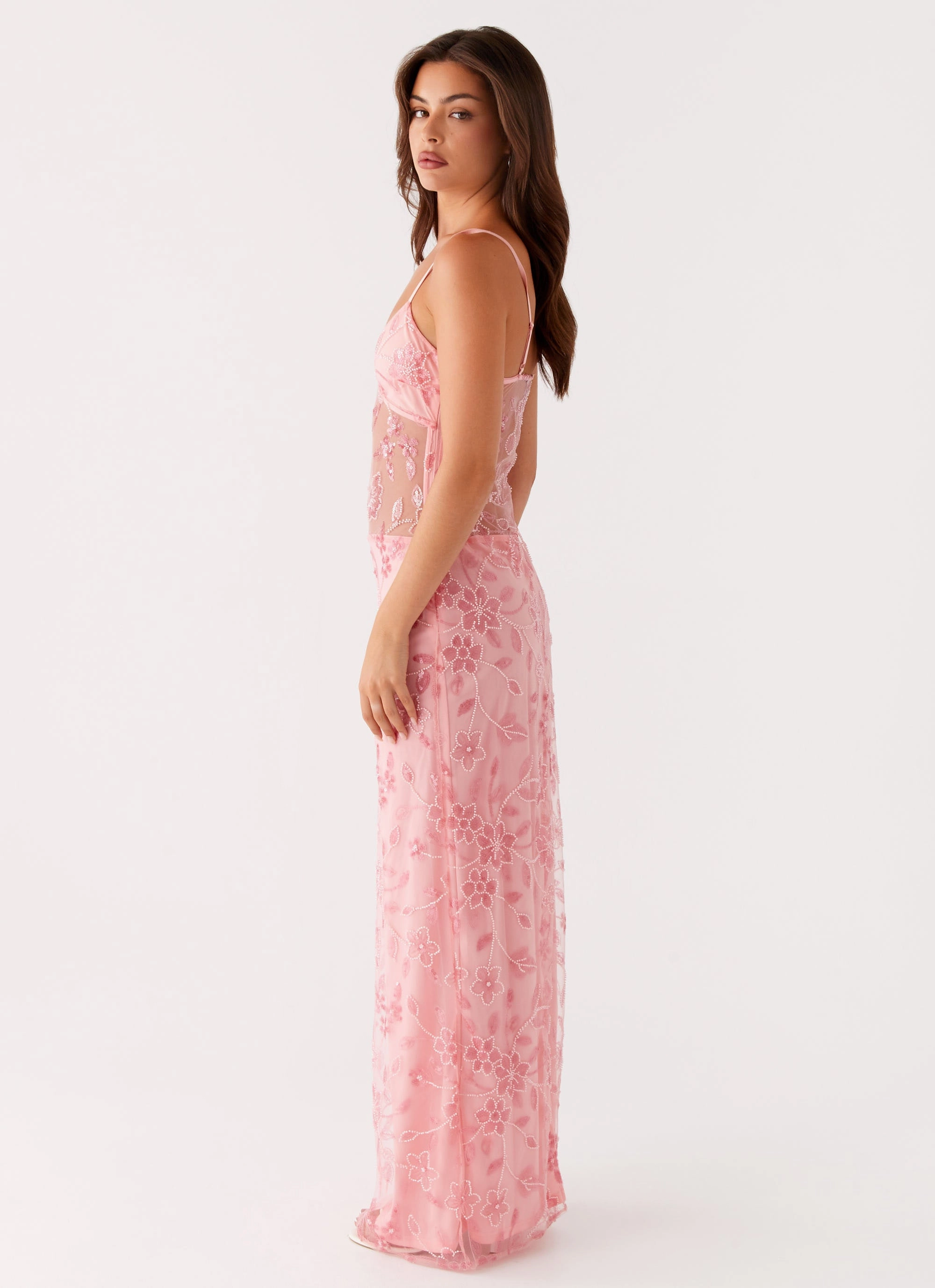 Spring Mood Akira Beaded Maxi Dress - Pink Orange